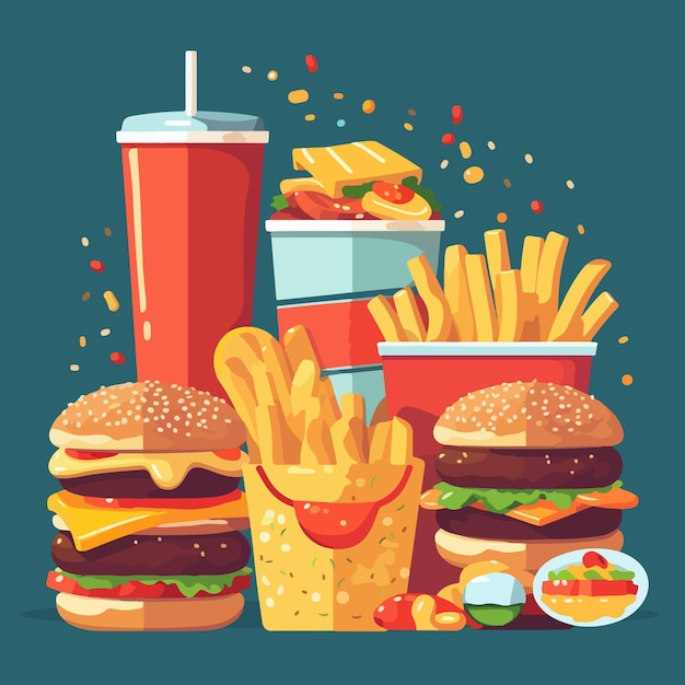 Vektor flache vektorillustration von fast food