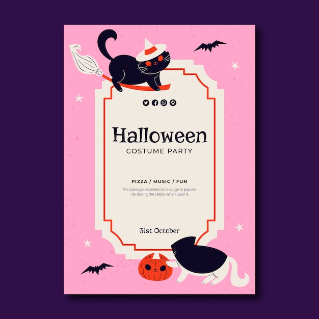 Flache vertikale plakatvorlage für halloween-feier