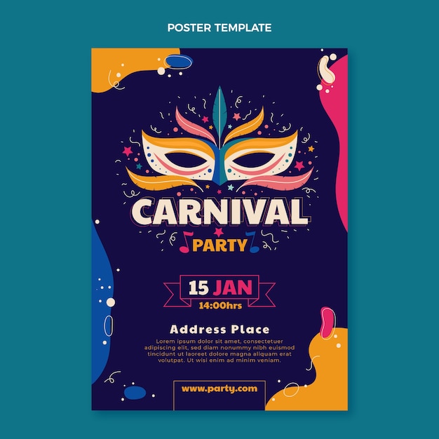 Flache vertikale Plakatvorlage für Karneval