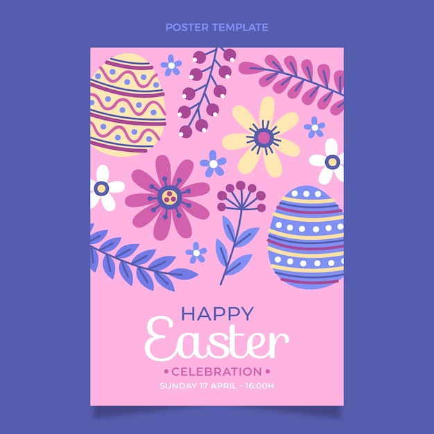 Flache vertikale Plakatvorlage für Ostern