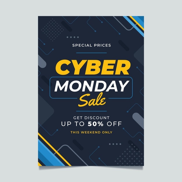 Flache vertikale postervorlage für cyber monday