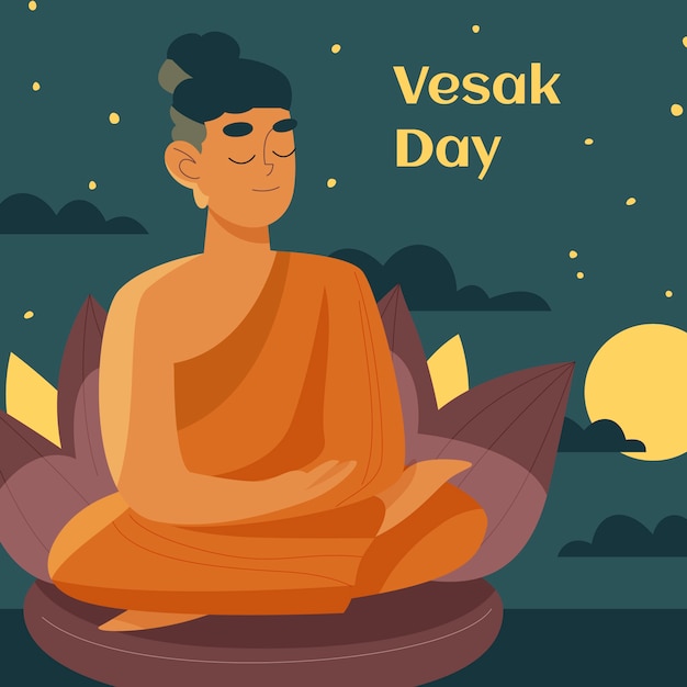 Flache Vesak-Illustration