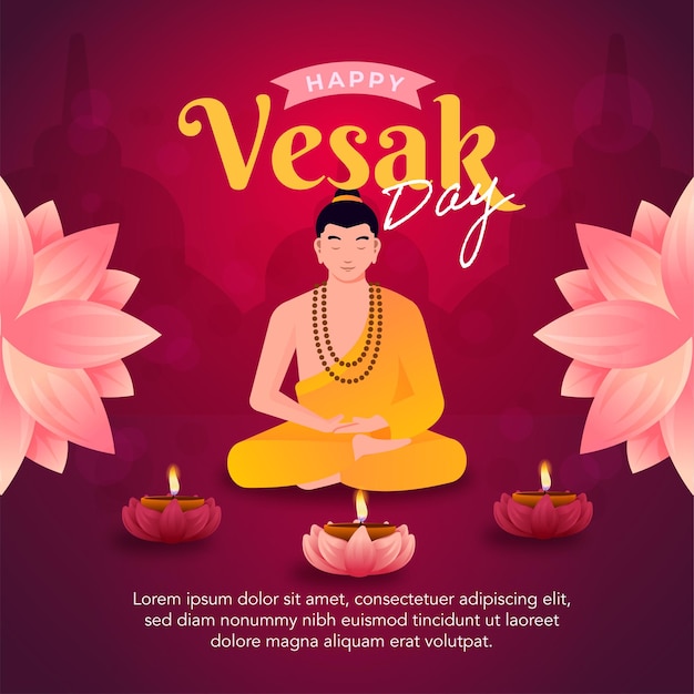 Flache vesak-tagesillustration