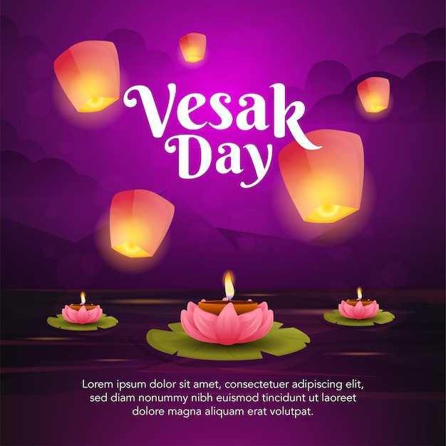 Flache Vesak-Tagesillustration