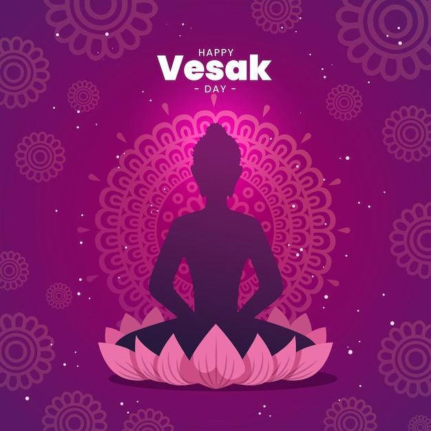 Vektor flache vesak-tagesillustration