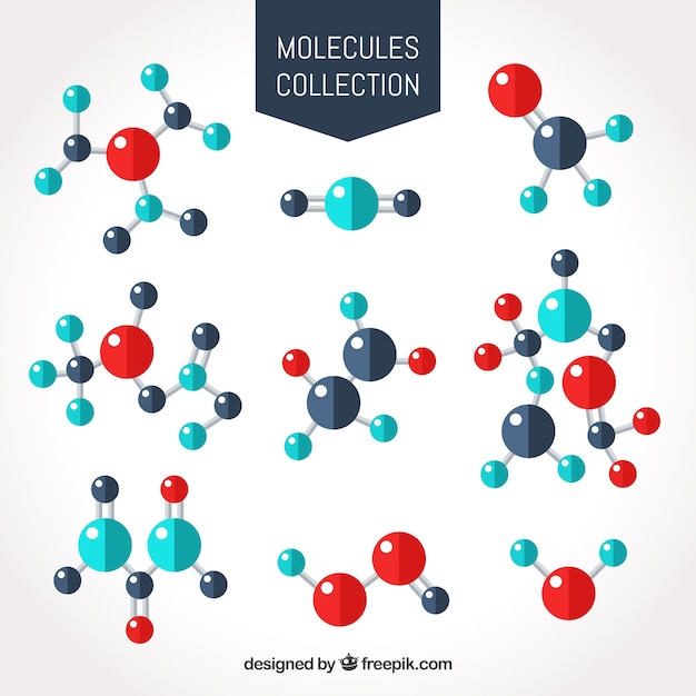 Vektor flache vielfalt von spaßmolekülen