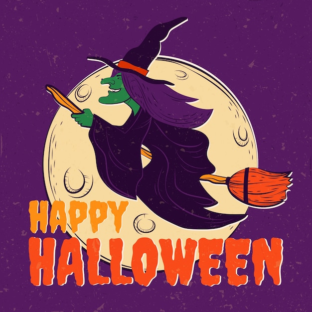 Vektor flache vintage halloween-illustration