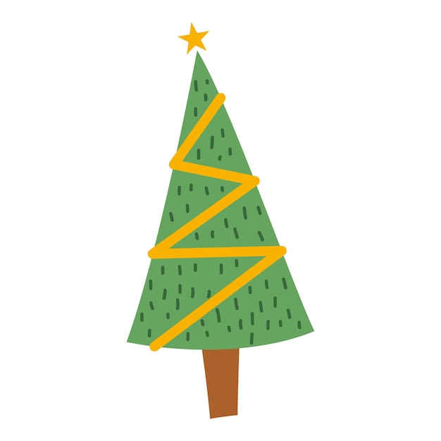 Vektor flache weihnachtsbaum-element-weihnachtsereignis-vektor-illustration