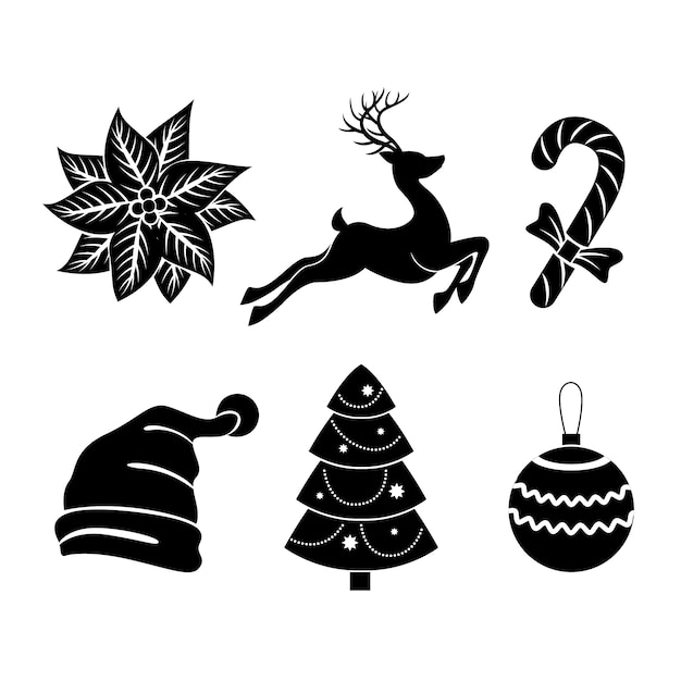 Flache Weihnachtszeit Elemente Silhouette