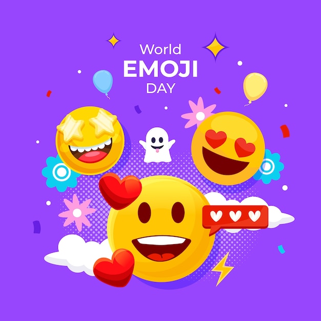 Flache Welt-Emoji-Tagesillustration