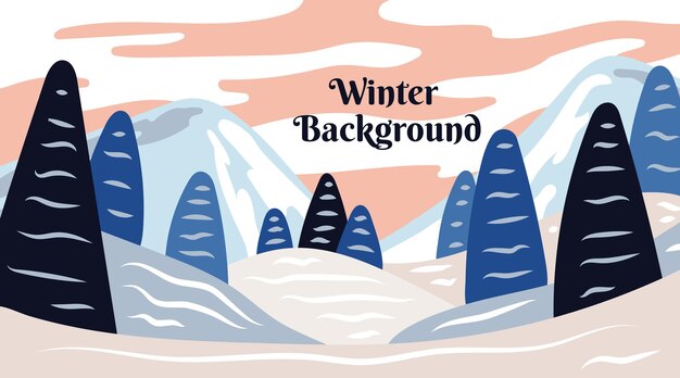 Flache Winterlandschaft Hintergrunddesign