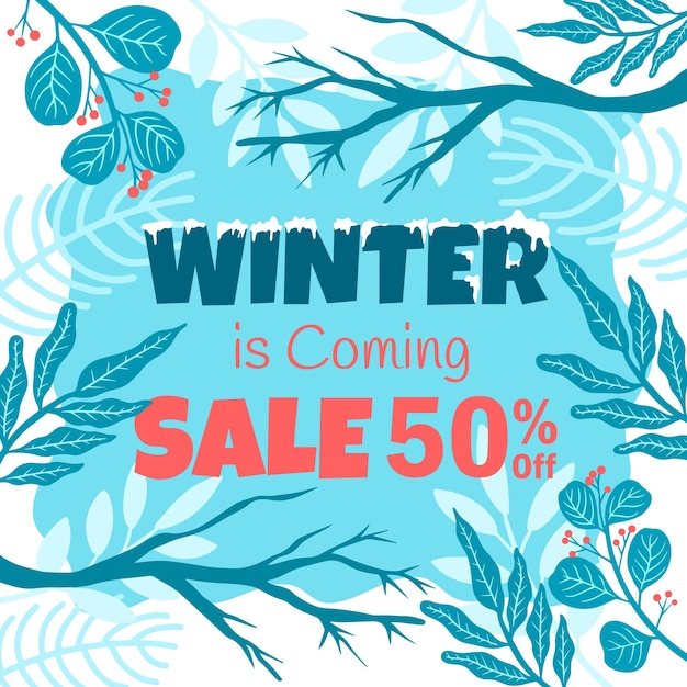 Flache Winterschlussverkauf Social Media Banner Illustration