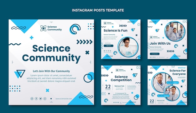 Vektor flache wissenschaftliche instagram-beitragsvorlage