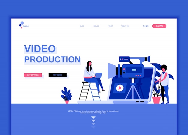 Flache Zielseitenvorlage der Videoproduktion