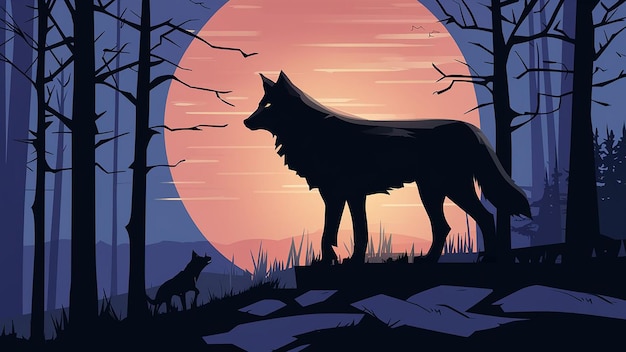 Vektor flachentwurf von wolf illustration vector