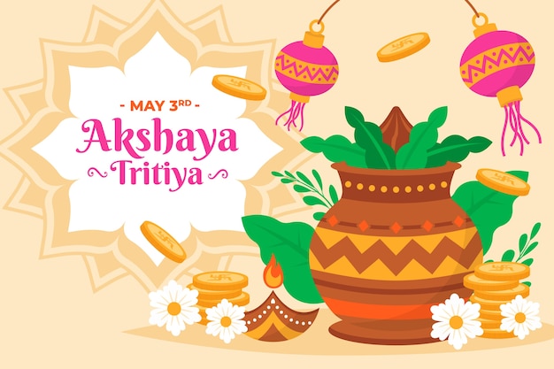 Flacher akshaya-tritiya-hintergrund