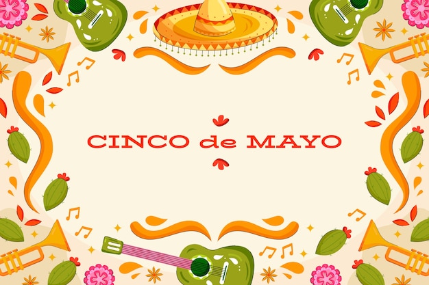 Flacher cinco de mayo hintergrund