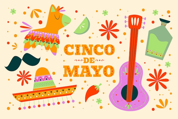 Vektor flacher cinco de mayo hintergrund