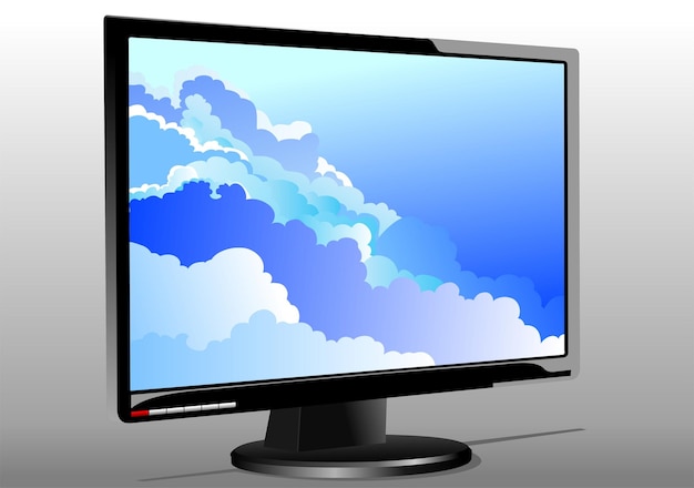 Flacher Computermonitor Display Vector 3D-Darstellung