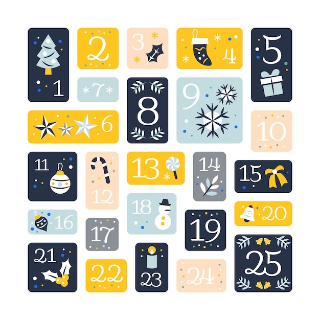 Vektor flacher design-adventskalender