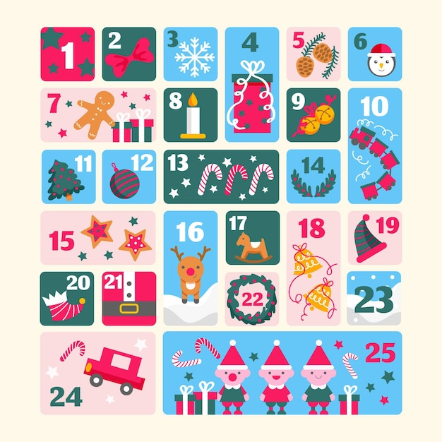 Flacher design-adventskalender