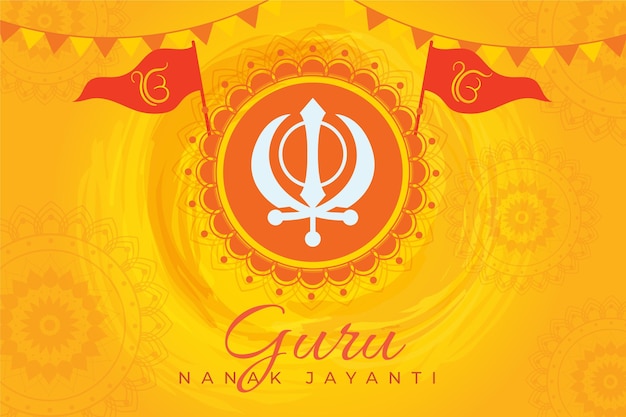 Vektor flacher design-guru nanak jayanti