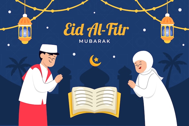 Vektor flacher eid al-fitr-hintergrund