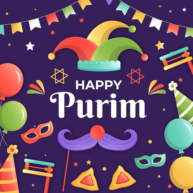 Flacher Entwurf glücklicher purim Tag