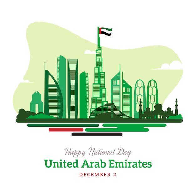 Vektor flacher entwurf vereinigte arabische emirate nationalfeiertag