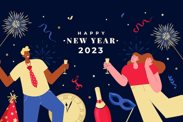 Flacher Feierhintergrund des neuen Jahres