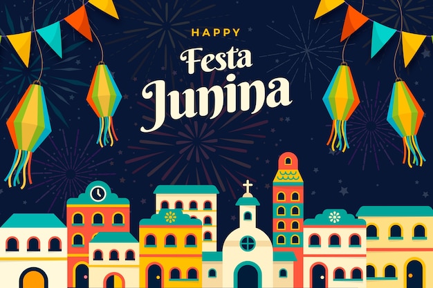 Flacher festas juninas hintergrund