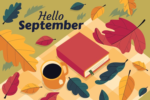 Flacher hallo septemberhintergrund für herbstfeier