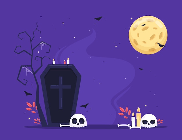 Flacher halloween-hintergrund