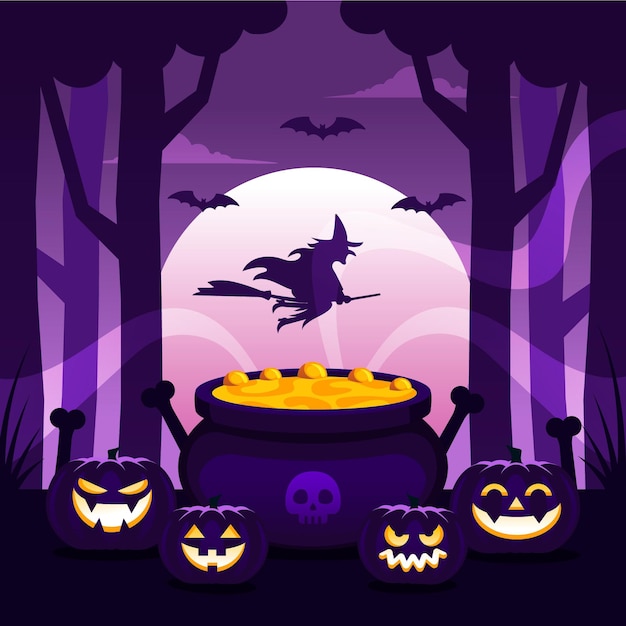 Vektor flacher halloween-hintergrund