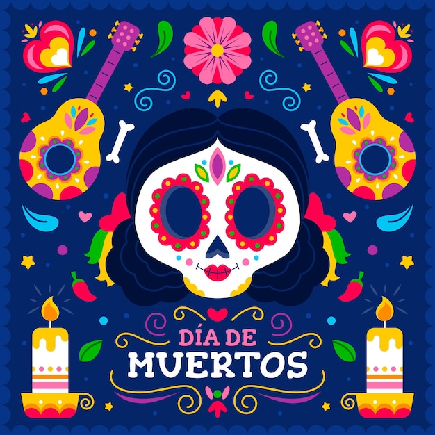 Flacher Hintergrund día de Muertos