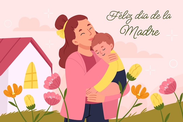 Flacher Hintergrund für die Feier des Muttertages auf Spanisch