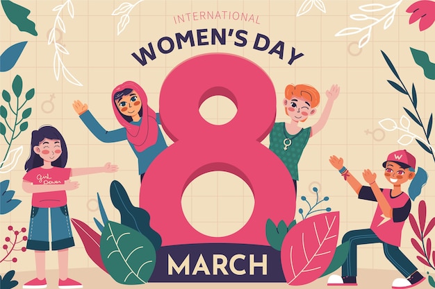 Flacher Hintergrund zum internationalen Frauentag
