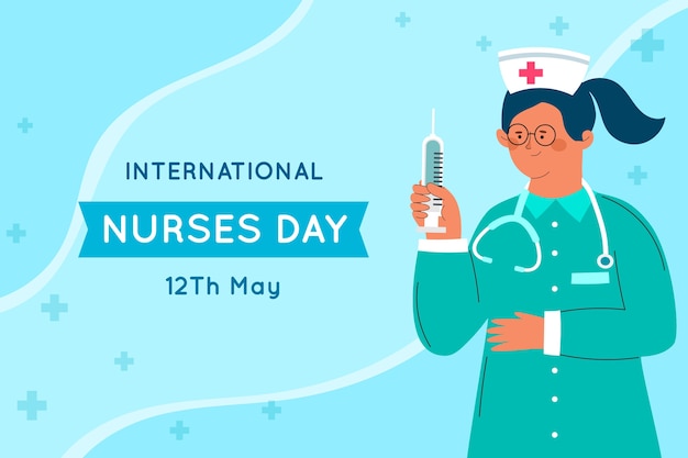 Flacher Hintergrund zum internationalen Tag der Krankenschwestern