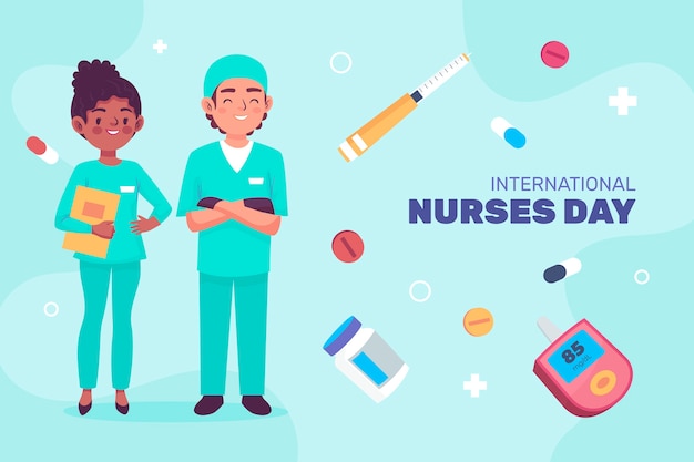 Flacher Hintergrund zum internationalen Tag der Krankenschwestern