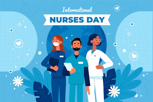 Flacher Hintergrund zum internationalen Tag der Krankenschwestern
