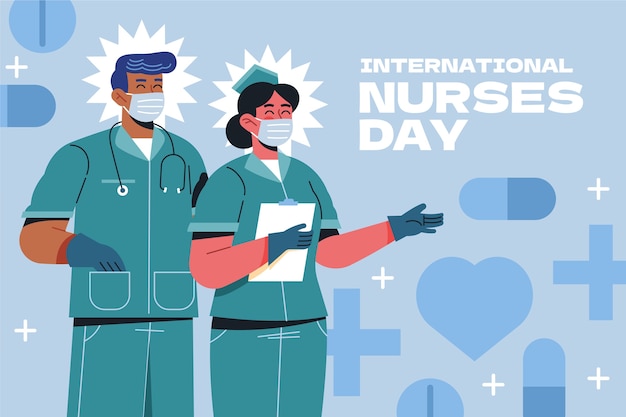Flacher Hintergrund zum internationalen Tag der Krankenschwestern