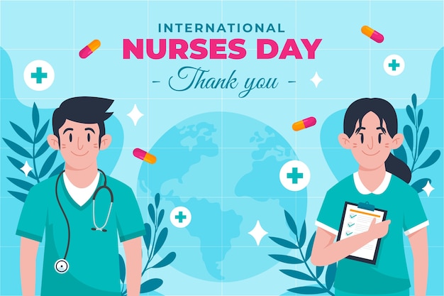 Flacher Hintergrund zum internationalen Tag der Krankenschwestern