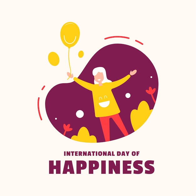 Flacher Internationaler Tag des Glücks-Illustrations-Hintergrundes