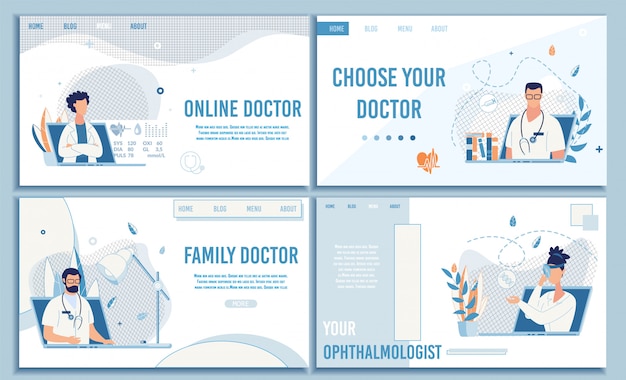 Flacher landing page-onlinesatz der medizinischen beratung