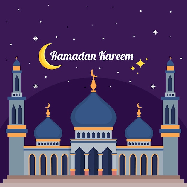 Flacher ramadan kareem-hintergrundvektor