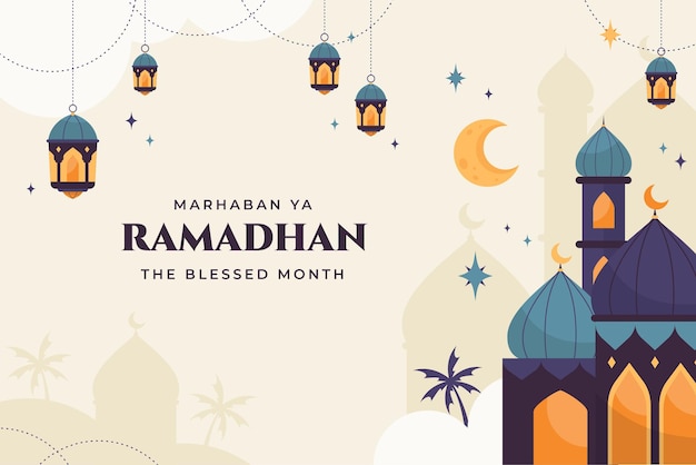 Vektor flacher ramadhan-hintergrund