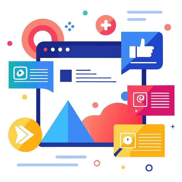 Flacher Social-Media-Tag Facebook-Marketing-Quadrat-Banner mit Emoji-Ikonen-Vorlage
