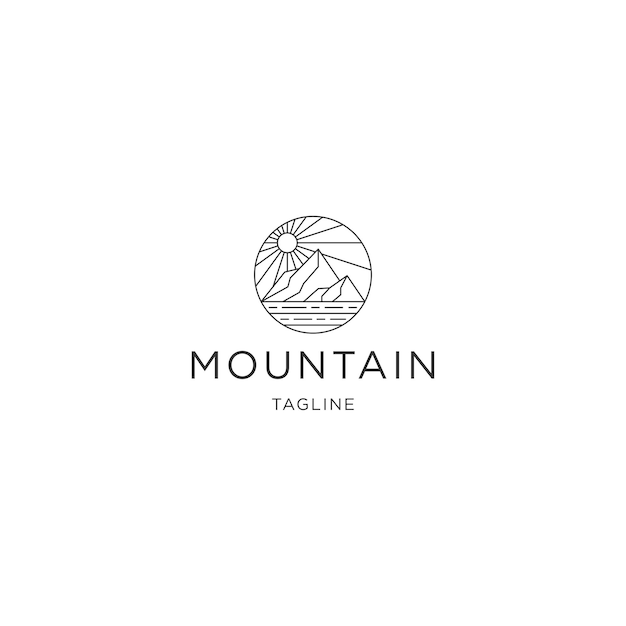Flacher Vektor der Designvorlage für das Logo-Icon der Berglinie