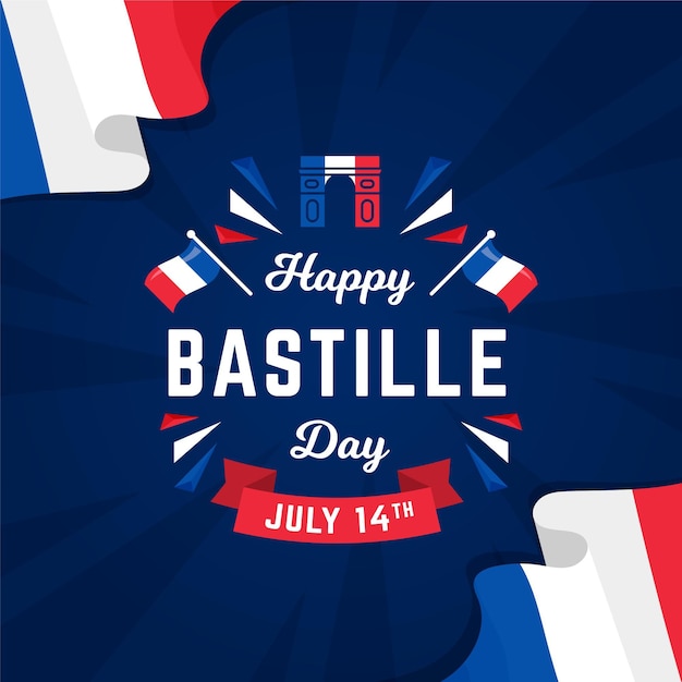 Flaches Bastille-Tageskonzept