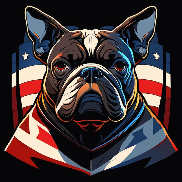 Flaches bulldogg-icon in den farben der amerikanischen flagge